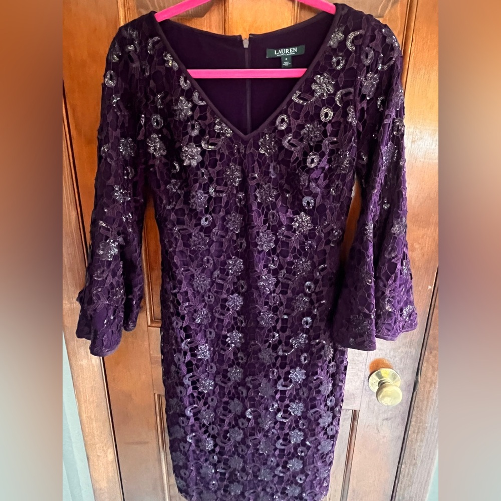 Ralph Lauren Deep Purple Lace and sequin Dress